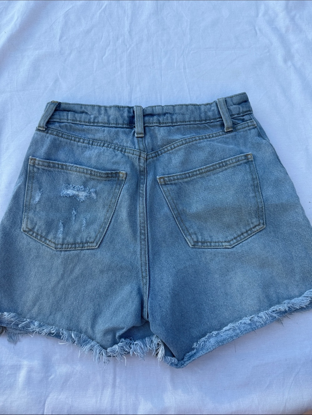 wild fable Light Blue Distressed High-Rise Denim Shorts - Picture 4 of 4